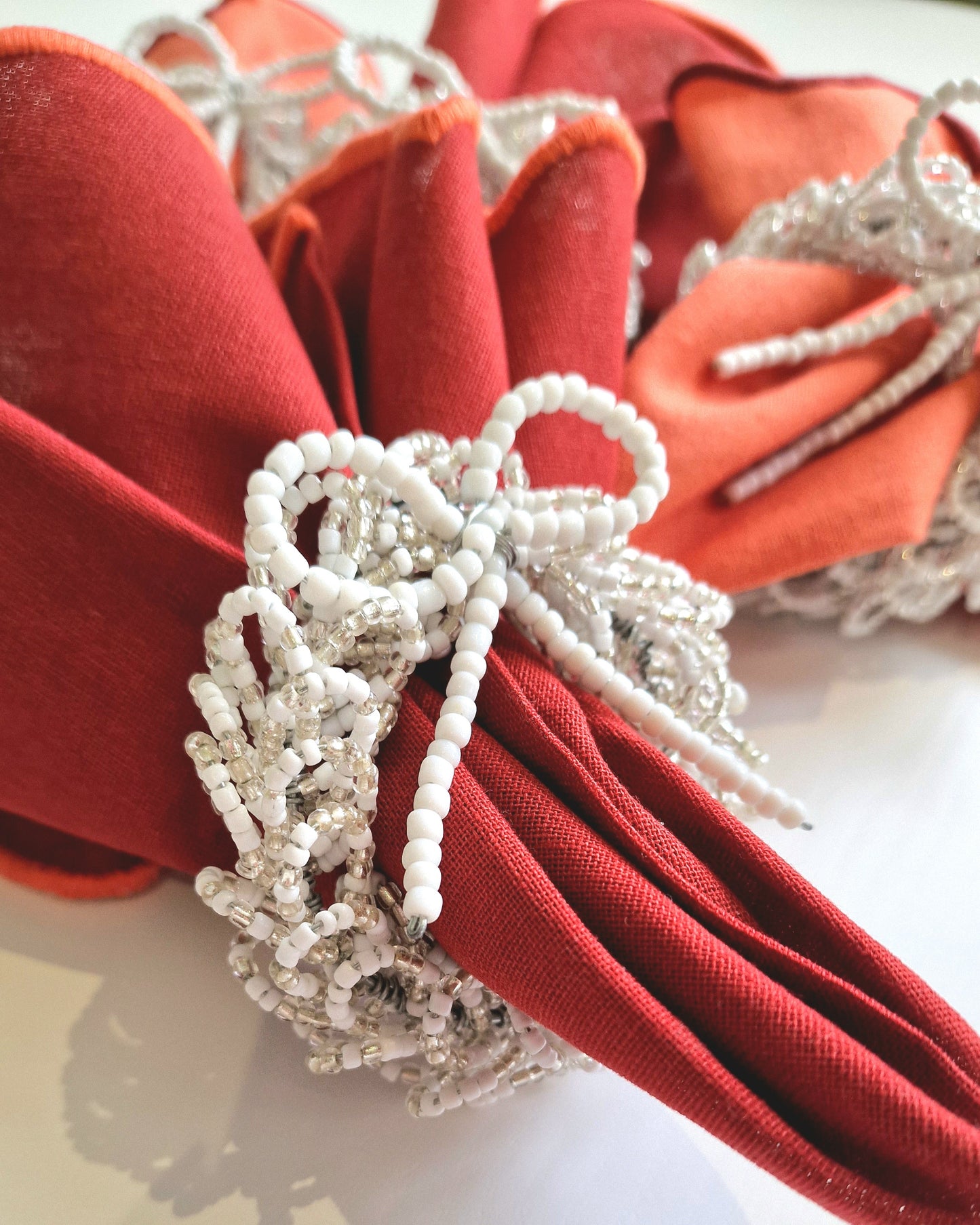 White Beaded Napkin Ring