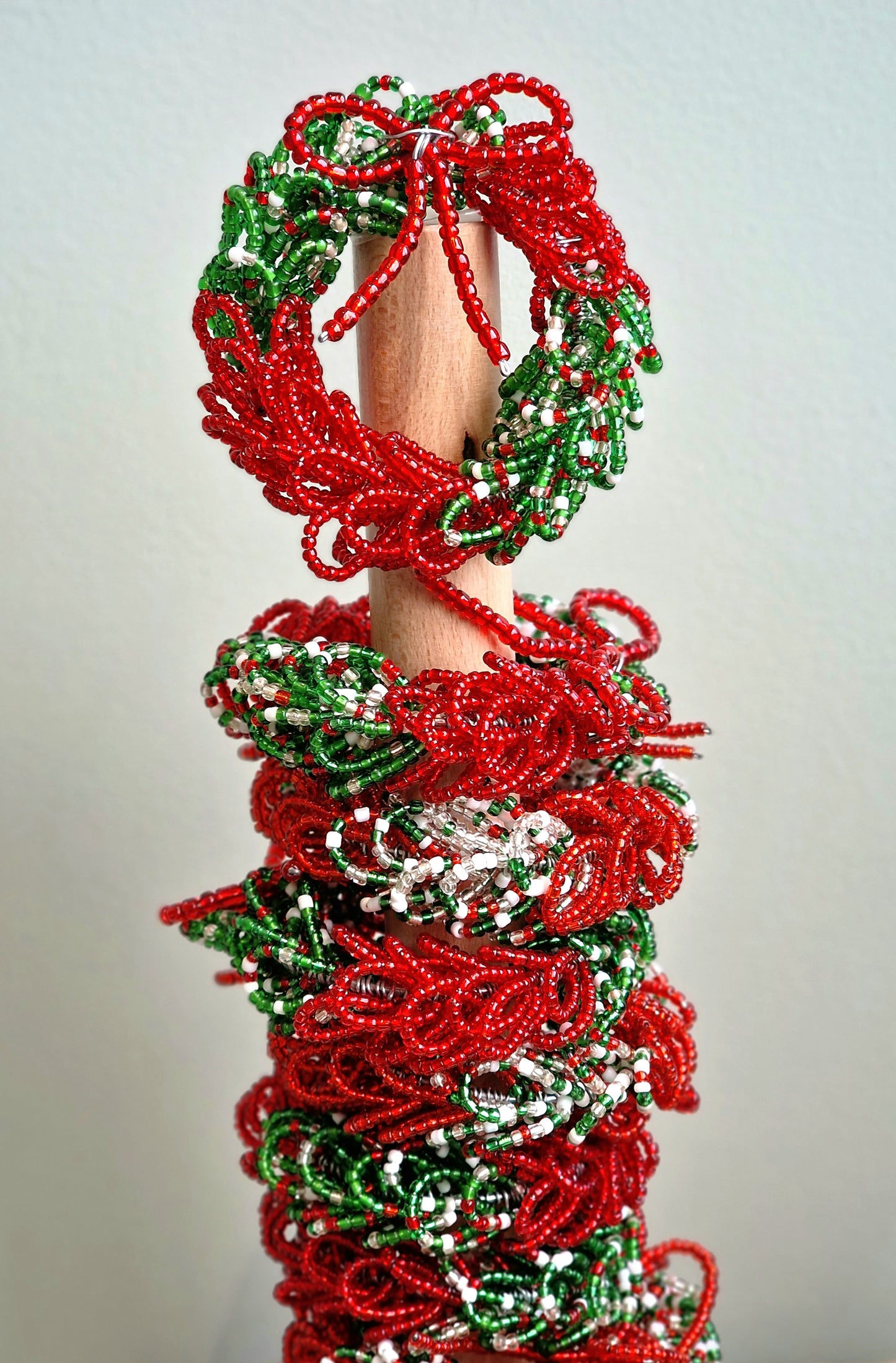 Red & Green Beaded Napkin Ring